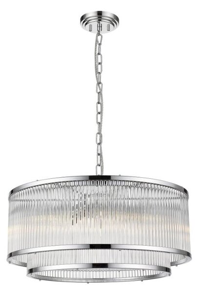 Impex Antigua 6 Light Tiered Ceiling Pendant Light In Polished Chrome Finish