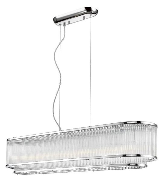 Impex Antigua 7 Light Tiered Oblong Ceiling Pendant Light In Polished Chrome Finish