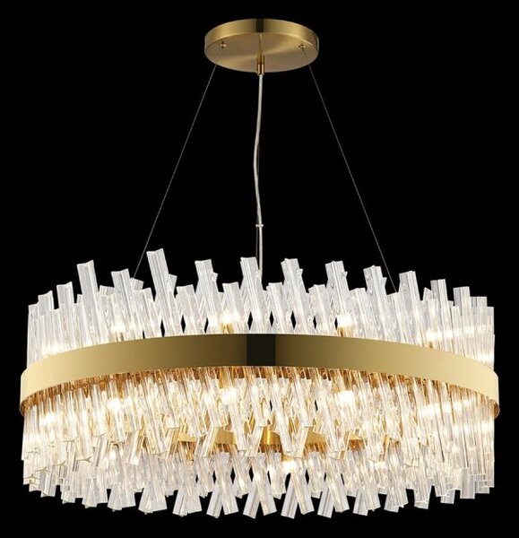 Hampton 24 Light Round Ceiling Pendant Light In Brass Finish With Clear Glass 80cm