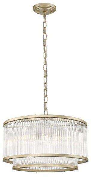 Impex Antigua 5 Light Tiered Ceiling Pendant Light In Matt Gold Finish