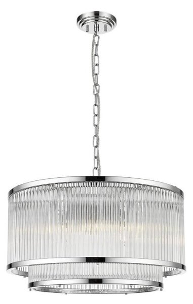 Impex Antigua 5 Light Tiered Ceiling Pendant Light In Polished Chrome Finish