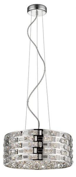 Impex Lola 6 Light Crystal Ceiling Pendant Light In Polished Chrome Finish