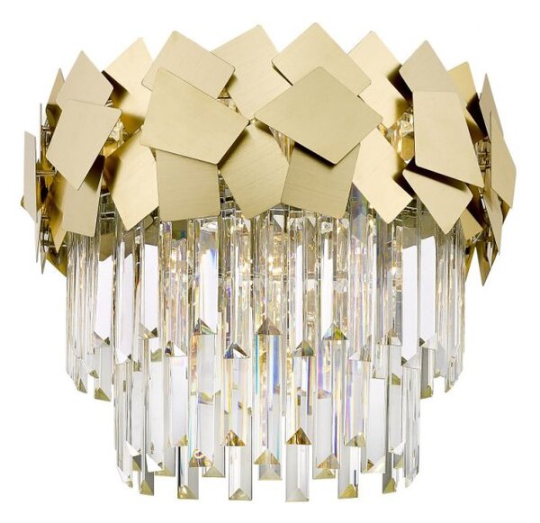 Impex Celine 5 Light Crystal Semi Flush Ceiling Light In Matt Gold Finish