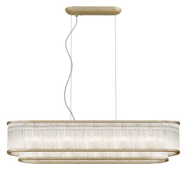 Impex Antigua 7 Light Tiered Oblong Ceiling Pendant Light In Matt Gold Finish