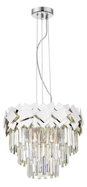 Impex Celine 6 Light Crystal Ceiling Pendant Light In Polished Chrome Finish