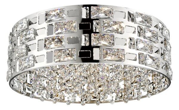 Impex Lola 6 Light Crystal Flush Ceiling Light In Polished Chrome Finish