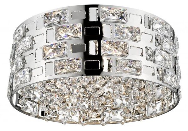 Impex Lola 5 Light Crystal Flush Ceiling Light In Polished Chrome Finish