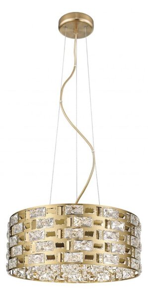 Impex Lola 6 Light Crystal Ceiling Pendant Light In Matt Gold Finish