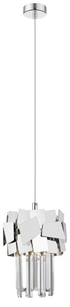 Impex Celine 1 Light Crystal Ceiling Pendant Light In Polished Chrome Finish