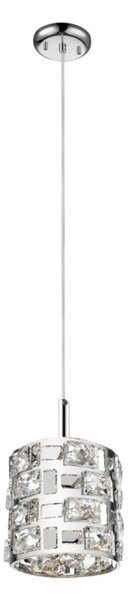 Impex Lola 1 Light Crystal Ceiling Pendant Light In Polished Chrome Finish