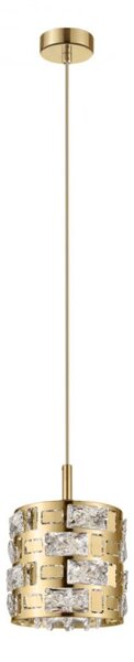 Impex Lola 1 Light Crystal Ceiling Pendant Light In Matt Gold Finish