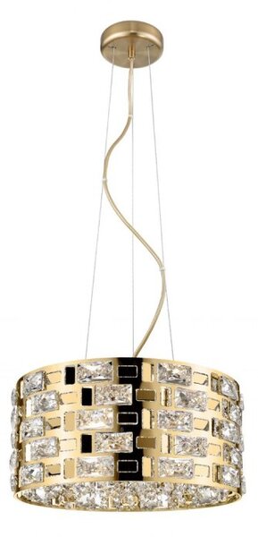Impex Lola 5 Light Crystal Ceiling Pendant Light In Matt Gold Finish