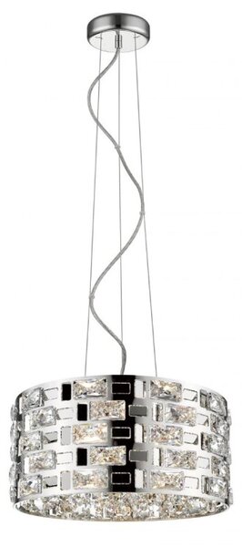 Impex Lola 5 Light Crystal Ceiling Pendant Light In Polished Chrome Finish