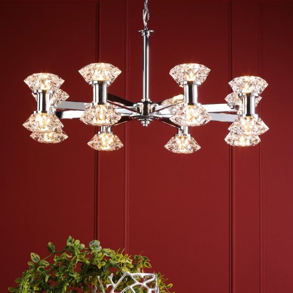 Dar Lighting Tiana 16 Light Armed Ceiling Pendant Light In Polished Chrome Finish