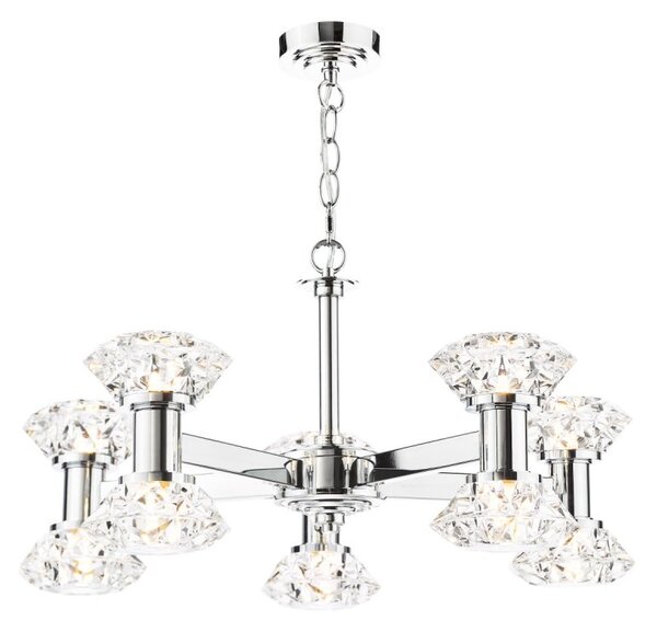 Dar Lighting Tiana 10 Light Armed Ceiling Pendant Light In Polished Chrome Finish