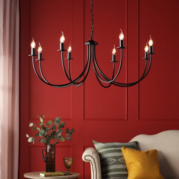 Dar Lighting Becca 8 Light Pendant Matt Black Fitting Only