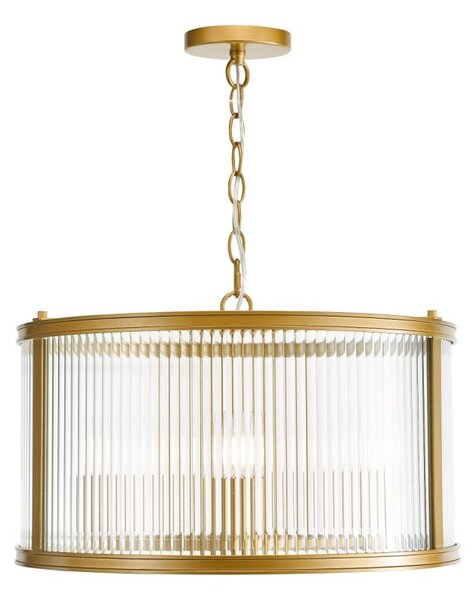 Dar Lighting Bianka 3 Light Ceiling Pendant In Bronze With Ribbed Glass