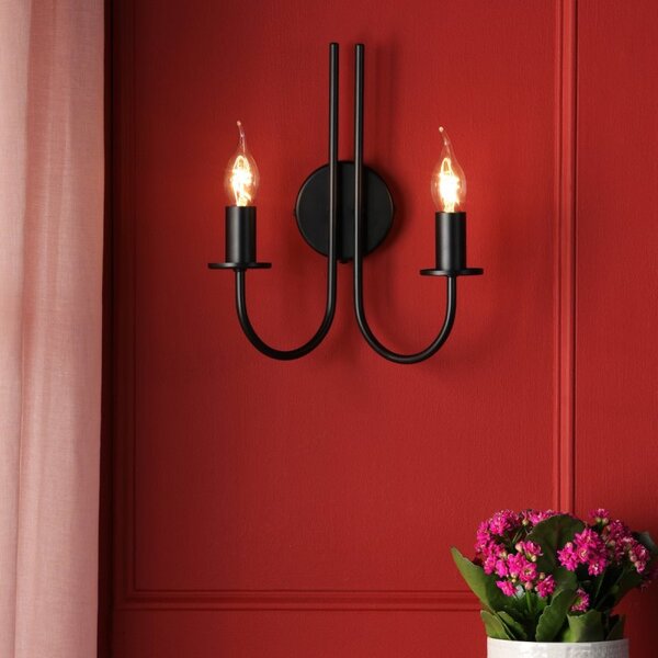 Dar Lighting Becca 2 Light Wall Light Matt Black Bracket Only