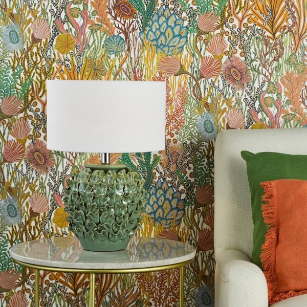 Dar Lighting Ailsa Ceramic Table Lamp In Green Base Only