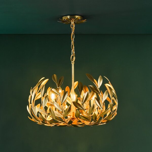 Dar Lighting Ercilia 5 Light Ceiling Pendant Light In Gold Leaf Finish