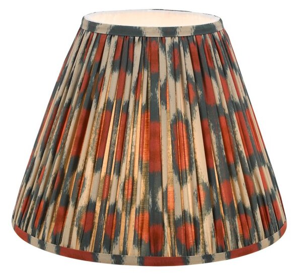 Dar Lighting Ikat Red And Green Cotton Tapered Drum Shade 35cm