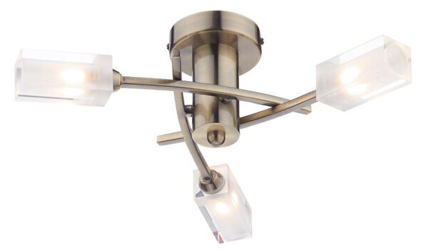 Dar MOR0375 Morgan 3lt Flush Ceiling Light Antique Brass