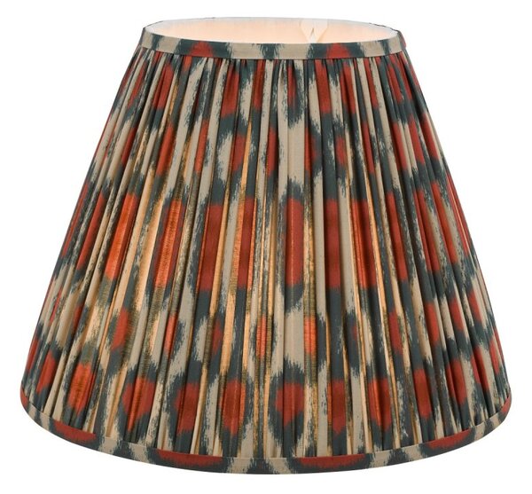 Dar Lighting Ikat Red And Green Cotton Tapered Drum Shade 40cm