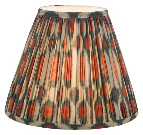 Dar Lighting Ikat Red And Green Cotton Tapered Drum Shade 30cm
