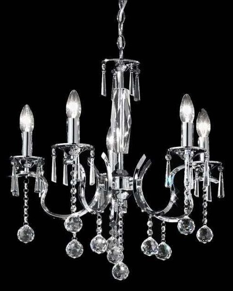 Franklite Taffeta Chrome and Crystal Ceiling Light FL2155/5