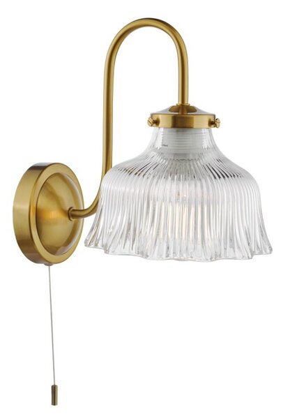 Dar Lighting Maude Wall Light In Natural Brass With Ribbed Glass