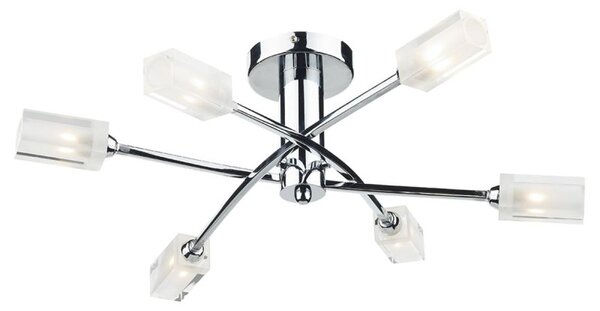 Dar MOR6450 Morgan 6 Light Polished Chrome Semi Flush Ceiling Light