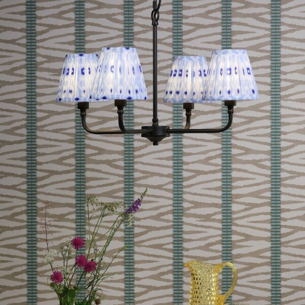 Dar Lighting Padme 4 Light Ceiling Pendant Light in Matt Black With Blue Shades