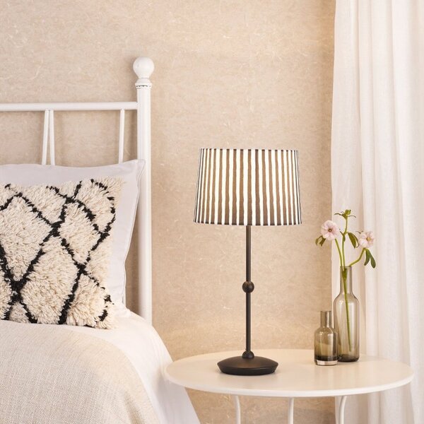 Dar Lighting Sosa Table Lamp In Matt Black With Stripy Shade