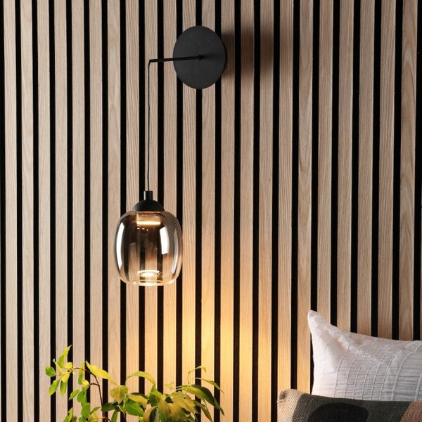 Dar Lighting Ramona LED Ceiling Pendant Or Wall Light In Matt Black With Ombre Glass