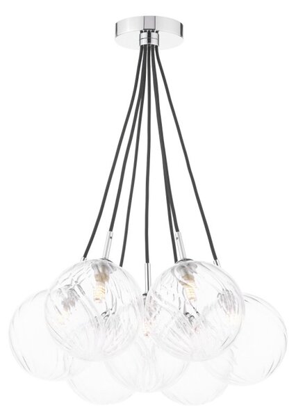 Dar Wisebuys Elpis 7 Light Cluster Ceiling Pendant In Polished Chrome And Twisted Glass