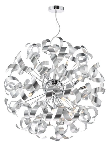 Dar Lighting Swash 12 Light Ceiling Pendant In Chrome With Aluminium Ribbons