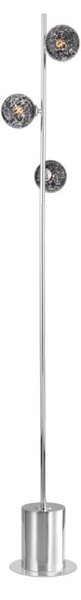 Dar Wisebuys Spiral 3 Light Floor Lamp In Polished Chrome With Black Confetti Glass