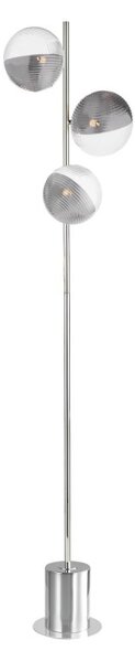 Dar Wisebuys Spiral 3 Light Floor Lamp In Polished Chrome With Smoked And Clear Glass