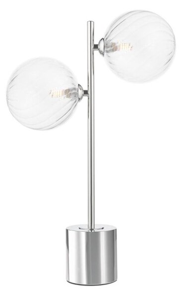 Dar Wisebuys Spiral 2 Light Table Lamp In Polished Chrome With Twisted Glass