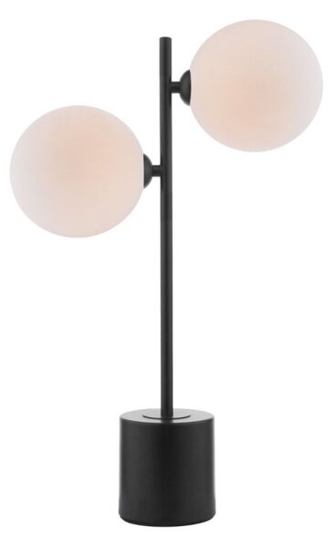 Dar Wisebuys Spiral 2 Light Table Lamp In Matt Black With Large Opal Glass
