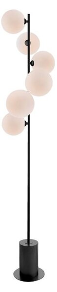 Dar Wisebuys Spiral 6 Light Floor Lamp In Matt Black With Large Opal Glass
