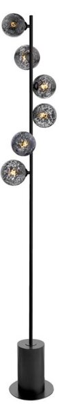 Dar Wisebuys Spiral 6 Light Floor Lamp In Matt Black With Black Confetti Glass
