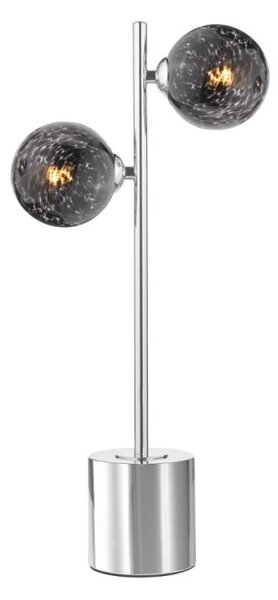 Dar Wisebuys Spiral 2 Light Table Lamp In Polished Chrome With Black Confetti Glass