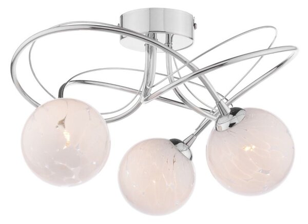 Dar Wisebuys Onawa 3 Light Semi Flush Ceiling Light In Polished Chrome With White Confetti Glass