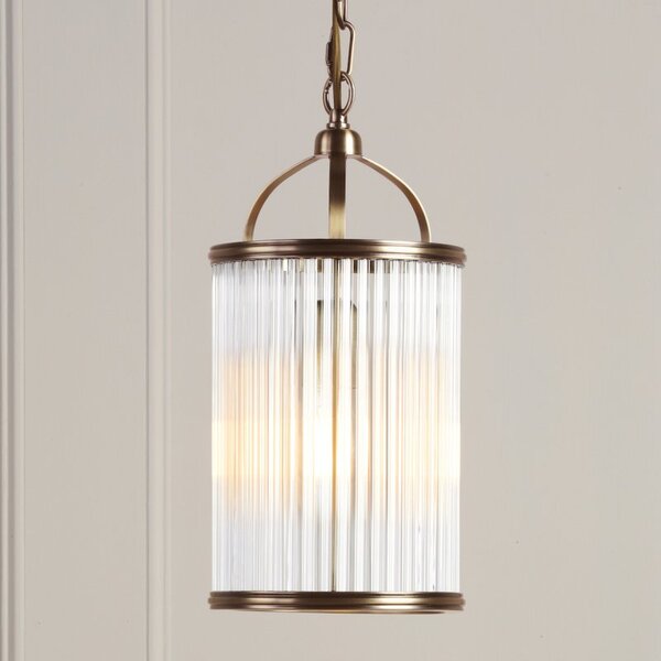 Laura Ashley Sutton Single Ceiling Pendant Light In Matt Antique With Ribbed Glass Rods