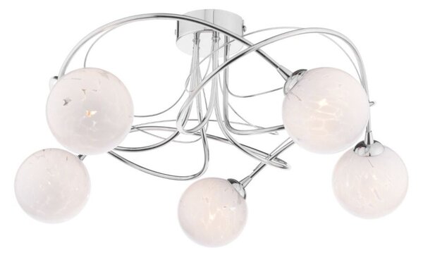 Dar Wisebuys Onawa 5 Light Semi Flush Ceiling Light In Polished Chrome With White Confetti Glass