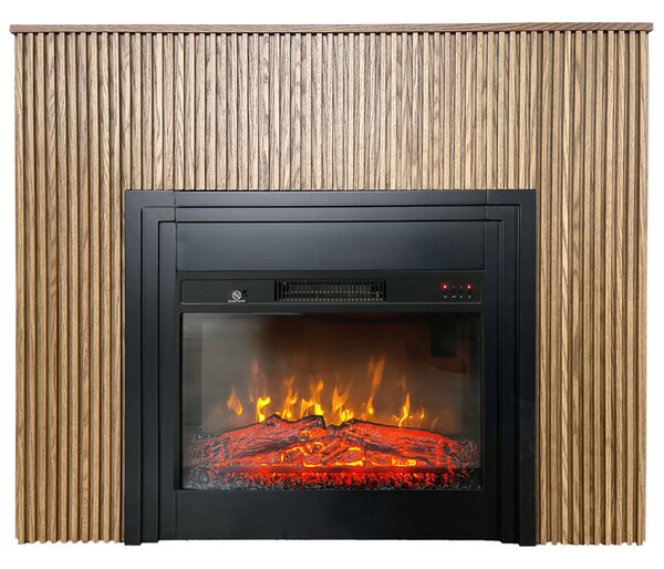 Free Standing Electric Fires with decorative slats ElectricSun LAMELIA Light oak, with Sound Effect, 3 Colour, with APP, W120xH102cm