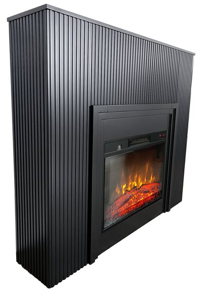 Free Standing Electric Fires with decorative slats ElectricSun LAMELIA Black Matte, with Sound Effect, 3 Colour, with APP, W120xH102cm