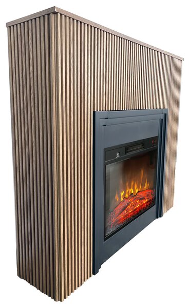 Free Standing Electric Fires with decorative slats ElectricSun LAMELIA Light oak, with Sound Effect, 3 Colour, with APP, W120xH102cm