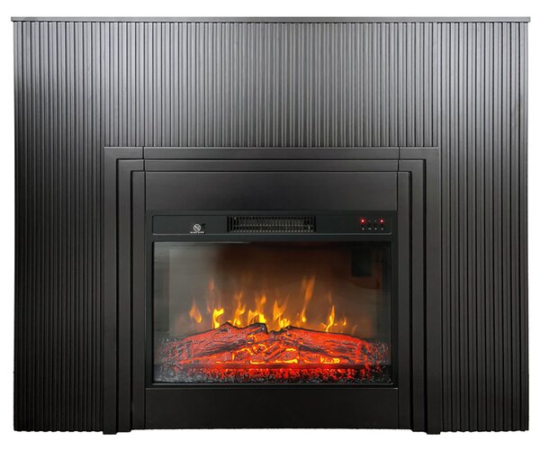 Free Standing Electric Fires with decorative slats ElectricSun LAMELIA Black Matte, with Sound Effect, 3 Colour, with APP, W120xH102cm